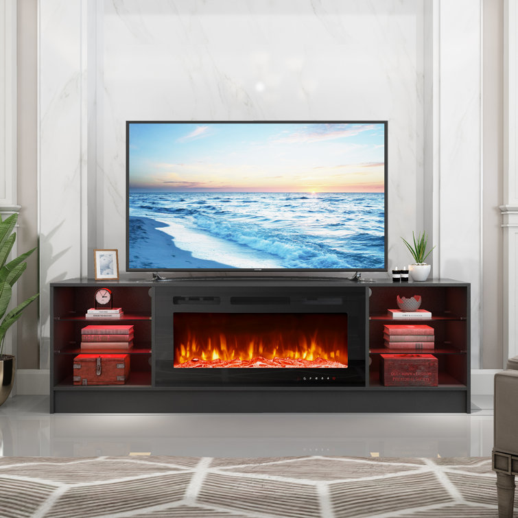 Latitude Run® TV Stand for TVs up to 70" with Fireplace Included